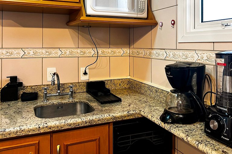 Apto no Centro com Sauna Hidro, Piscina aquecida