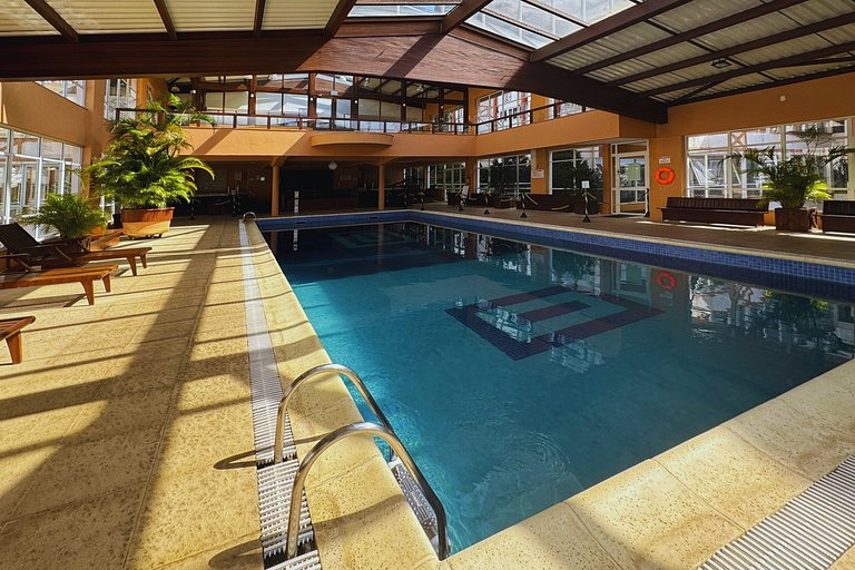 Apto no Centro com Sauna Hidro, Piscina aquecida